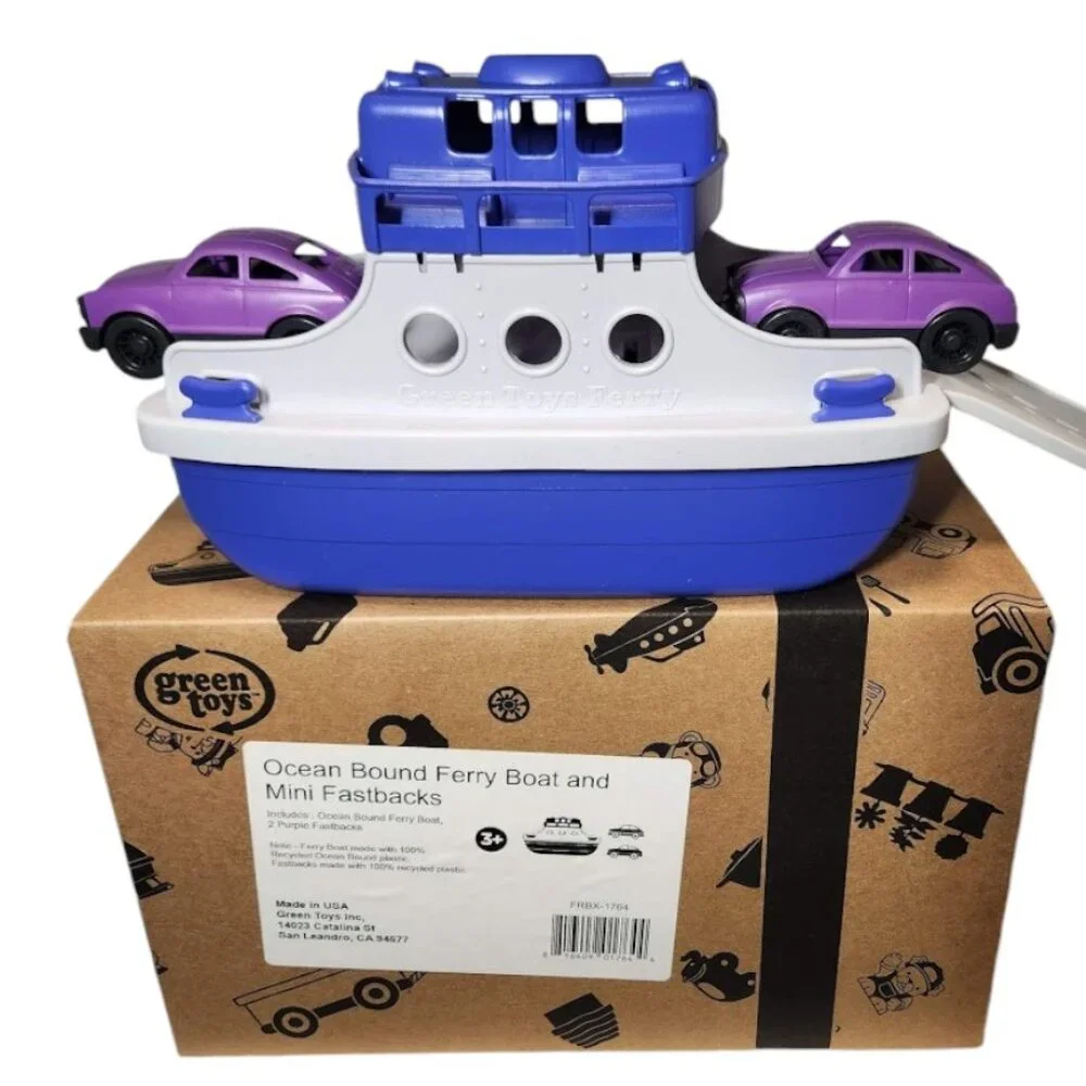 NEW Green Toys Ferry Boat Bath Tub Toys Water Toy with Cars Purple White Toy NEW